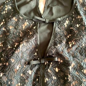 Karl Lagerfeld Size Small Pink Tank with Black Lace Overlay